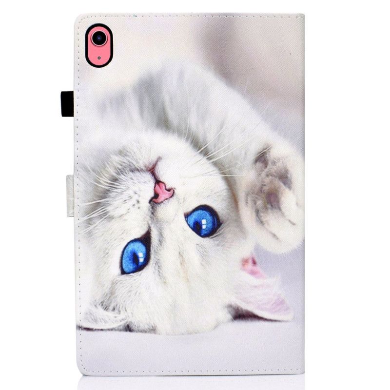 Læder Cover iPad (2025) Telefon Etui Blåøjet Hvid Kat