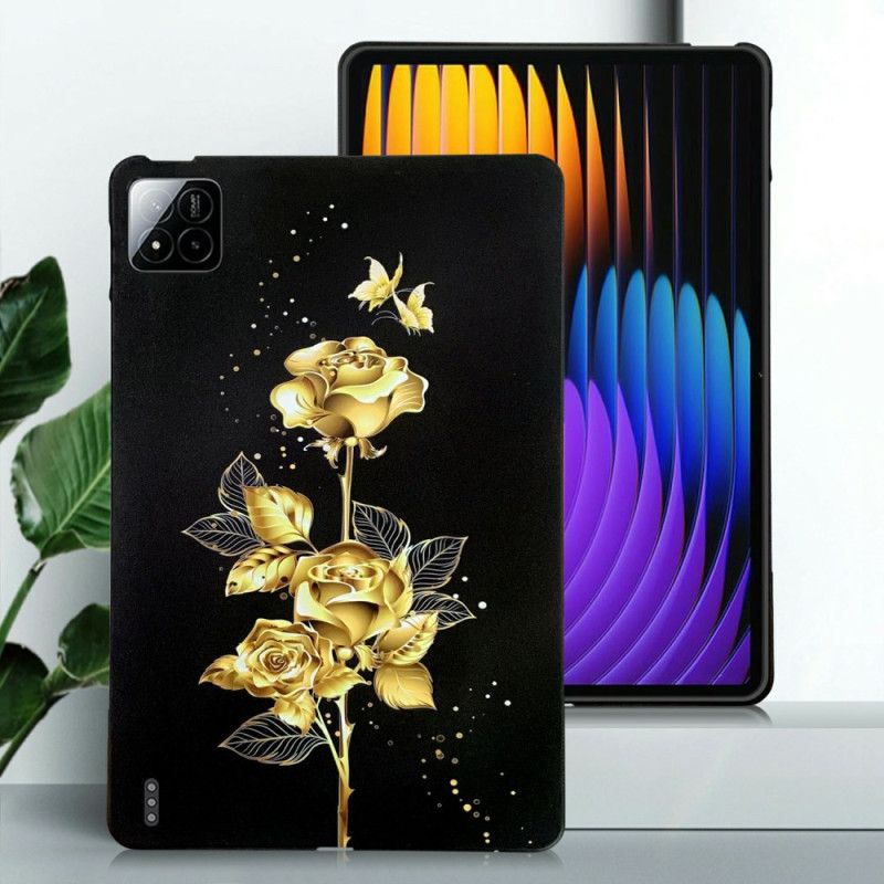 Cover Xiaomi Pad 7 / 7 Pro Gyldne Roser Og Sommerfugle