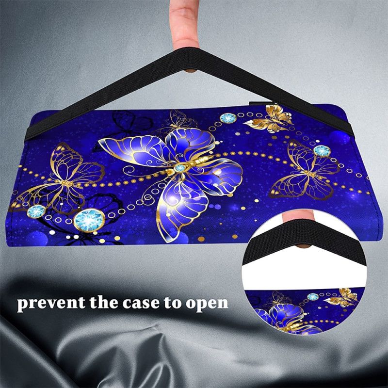 Etui Xiaomi Pad 7 / 7 Pro Blå Sommerfugle Og Diamanter