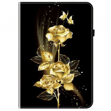 Læder Cover Xiaomi Pad 7 / 7 Pro Telefon Etui Gyldne Roser Og Sommerfugle