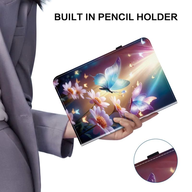 Læder Cover Xiaomi Pad 7 / 7 Pro Telefon Etui Lysende Sommerfugle