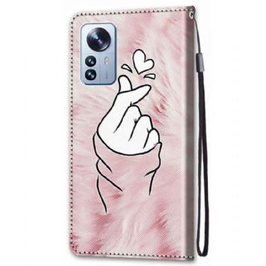 Flip Cover Xiaomi 12 Pro Koreansk Hjerte