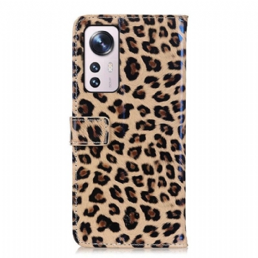Flip Cover Xiaomi 12 Pro Leopardstil I Imiteret Læder