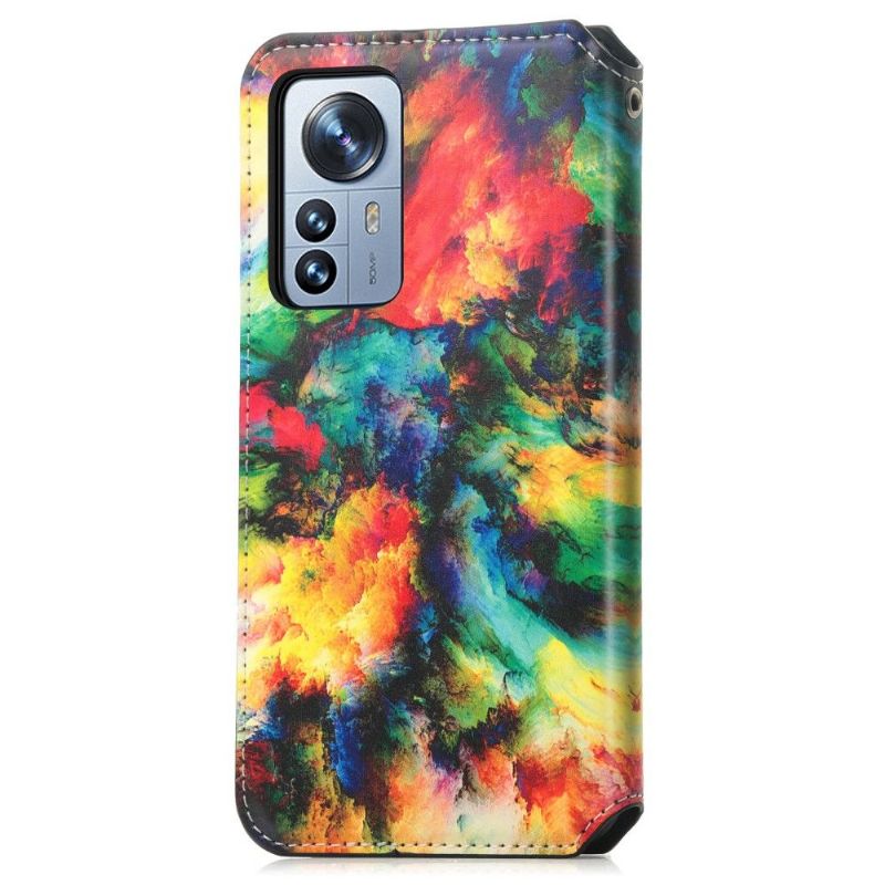 Læder Cover Xiaomi 12 Pro Flip Cover Iriserende Skyklap