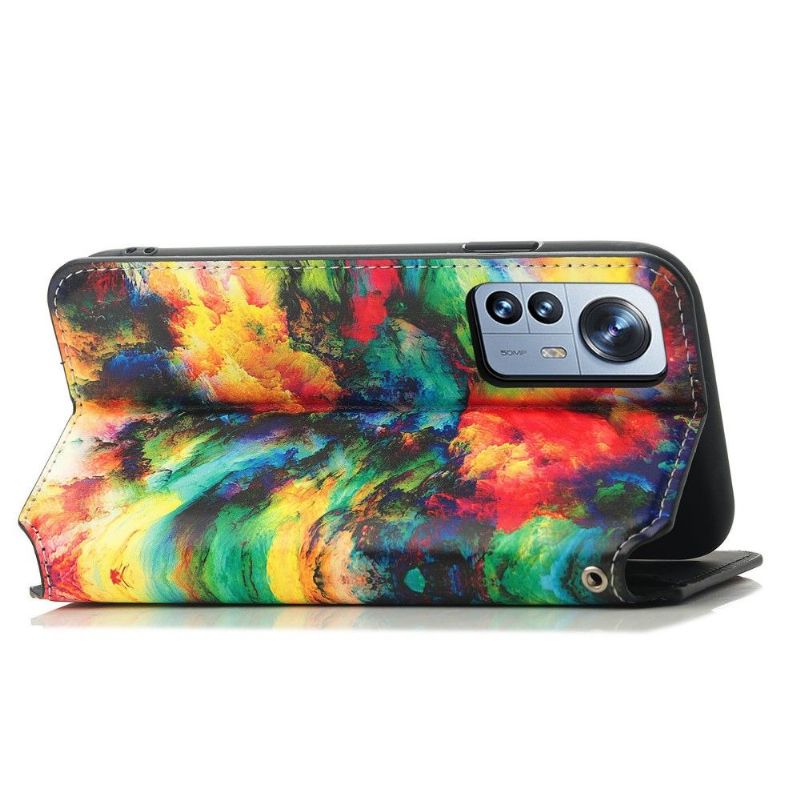 Læder Cover Xiaomi 12 Pro Flip Cover Iriserende Skyklap